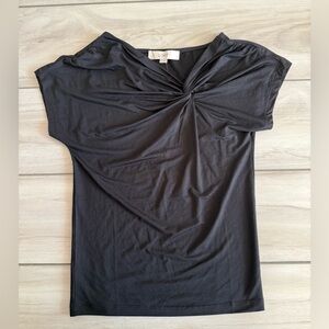 LOFT Twisted Neckline Blouse Small Black NWT